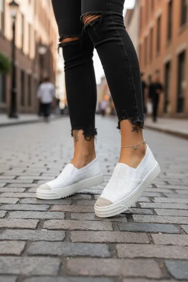 Espadrile dama casual albe Y602 N7-2